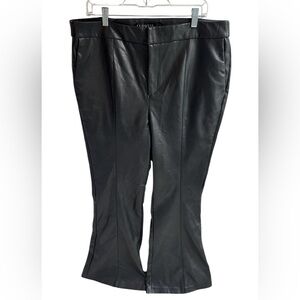 Eloquii Black Faux Leather Flare Leg Trouser Pants Edgy Club Rocker